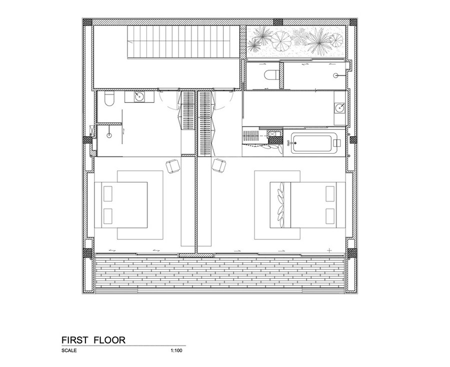 Tầng 2 của biệt thự là nơi bố trí 2 phòng ngủ.