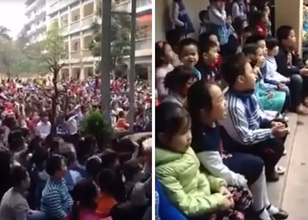 Hoc sinh tieu hoc say sua hat 