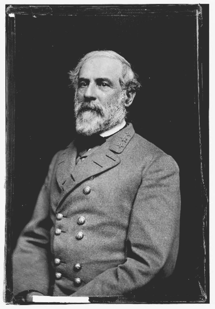Tướng Robert E. Lee, chỉ huy của quân miền Nam trong cuộc tổng tấn công cuối cùng. Ông được coi là một trong những vị tướng giỏi nhất trong cuộc Nội Chiến Mỹ, tuy nhiên lại đã sai lầm trong cuộc tấn công Pickett dẫn tới sự thất bại chung cuộc của quân miền Nam trong cuộc nội chiến Mỹ. Nguồn ảnh: BI.
