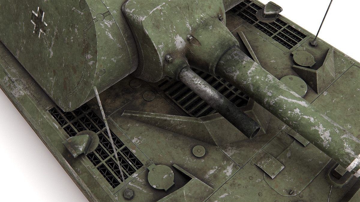 Cụ thể, ngoài khẩu pháo chính cỡ nòng 128mm có dự trữ đạn tới 68 viên, khẩu pháo đồng trục có cỡ nòng 75mm với dự trữ đạn 100 viên và tiếp theo là một khẩu súng máy cỡ nòng 7,92mm có dự trữ 1000 viên đạn. Nguồn ảnh: Arts.