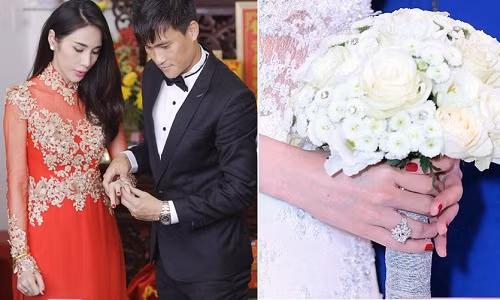 Là cặp đôi đẹp nhất nhì showbiz Việt, Thủy Tiên - Công Vinh từng gây chú ý với tiệc cưới lộng lẫy, hoành tráng. Trong đó, chiếc nhẫn cưới của Thủy Tiên có giá trị hơn 1 tỷ đồng.