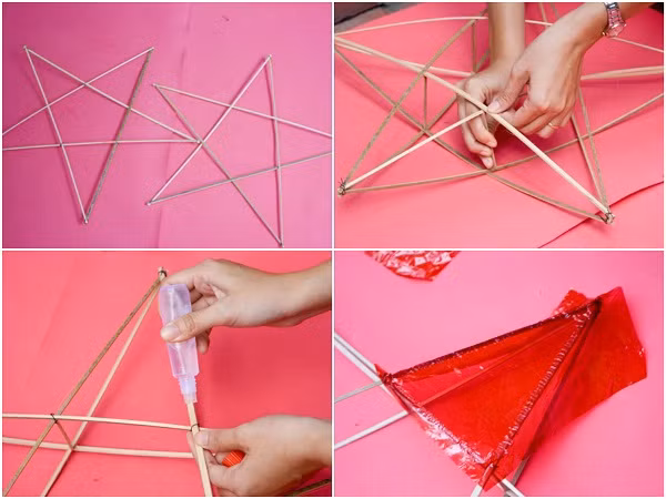 Một cách khác để làm đèn trung thu. Bạn rửa sạch hộp sắt, đặt đinh lên hộp, lấy búa gõ tạo lỗ xuyên qua hộp. Tùy hình bạn hoặc con yêu thích để đục lỗ tạo hình trên hộp.