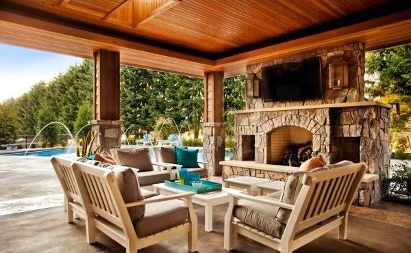 Phần hiên nhà này sẽ là không gian thoải mái cho các buổi tiệc ngoài trời.