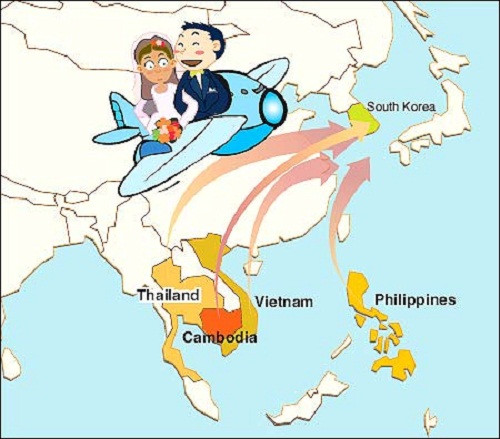 Nhu cầu lấy vợ ngoại đang đặc biệt phổ biến ở các quốc gia phát triển ở khu vực Đông Á như Hàn Quốc, Singapore, Nhật Bản và lãnh thổ Đài Loan. (Ảnh: Internet)