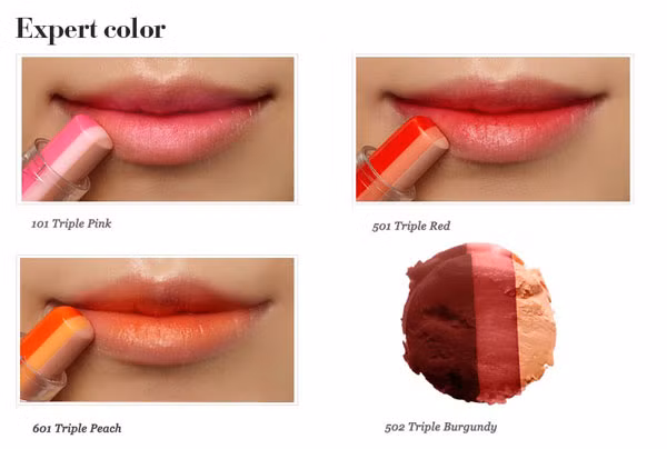 Son nhiều màu. Trào lưu son ombre nở rộ tại Hàn Quốc và lan ra nhiều nước châu Á. Xu hướng trang điểm này xuất hiện tràn ngập trên những tạp chí thời trang, phim truyền hình. Để đáp ứng nhu cầu của người dùng, các nhà sản xuất Hàn Quốc cho ra mắt sản phẩm son nhiều màu. Cùng một cây son nhưng có từ 2 - 3 lớp màu khác nhau, khi tô lên môi sẽ tạo nên một lớp son ombre đồng đều, đẹp mắt mà không tốn thời gian.