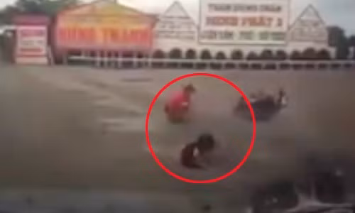 Va cham voi o to, bo bat day om con sau cu nga