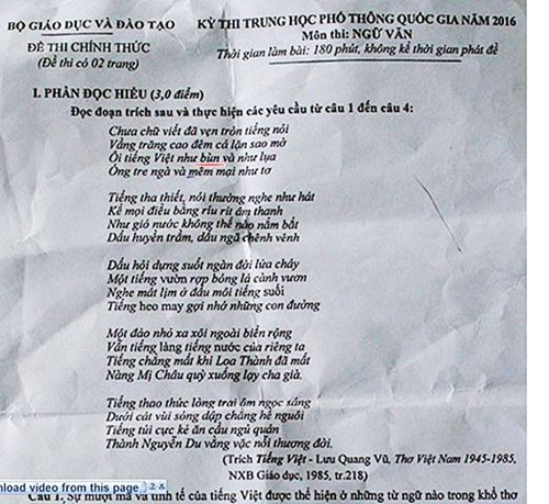Tiếng Việt….như “bùn” trong đề thi môn Ngữ văn