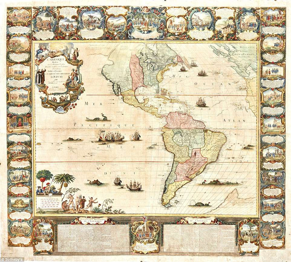 Jean Baptiste Nolin tạo ra tấm bản đồ chi tiết về châu Mỹ vào giữa thế kỷ 18.