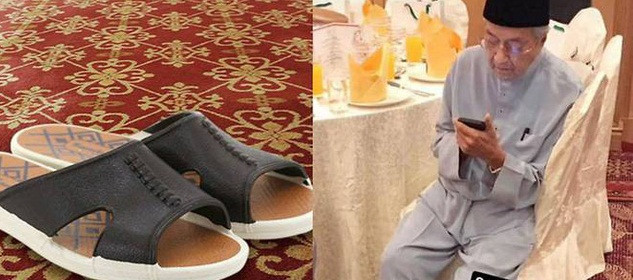 Ông Mahathir Mohamad gây "sốt" với đôi dép giản dị có giá bình dân.