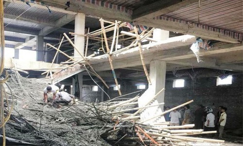 Hiện trường vụ sập giàn giáo công trình đang xây dựng ở Nam Định