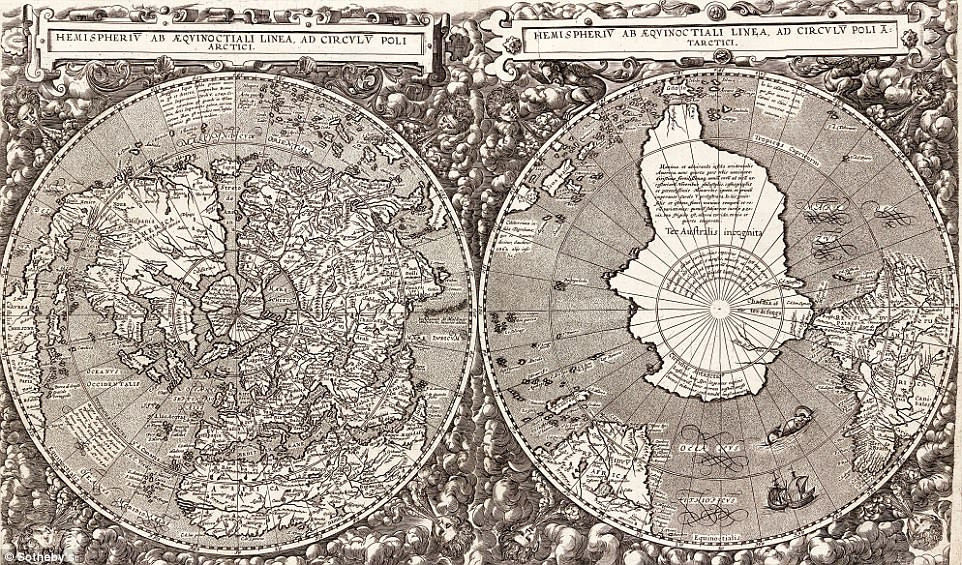 Cornelius De Jode đã tạo ra tấm bản đồ này vào những năm 1500. Bản đồ này gây chú ý với hình ảnh 2 nửa quả địa cầu kết hợp để tạo ra một góc nhìn độc đáo về thế giới.