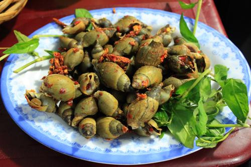 Tuy nhiên, nhiều người cũng gọi loại ốc này với tên gọi khác là ốc cà na vì giống trái cà na. Ảnh dulichao.