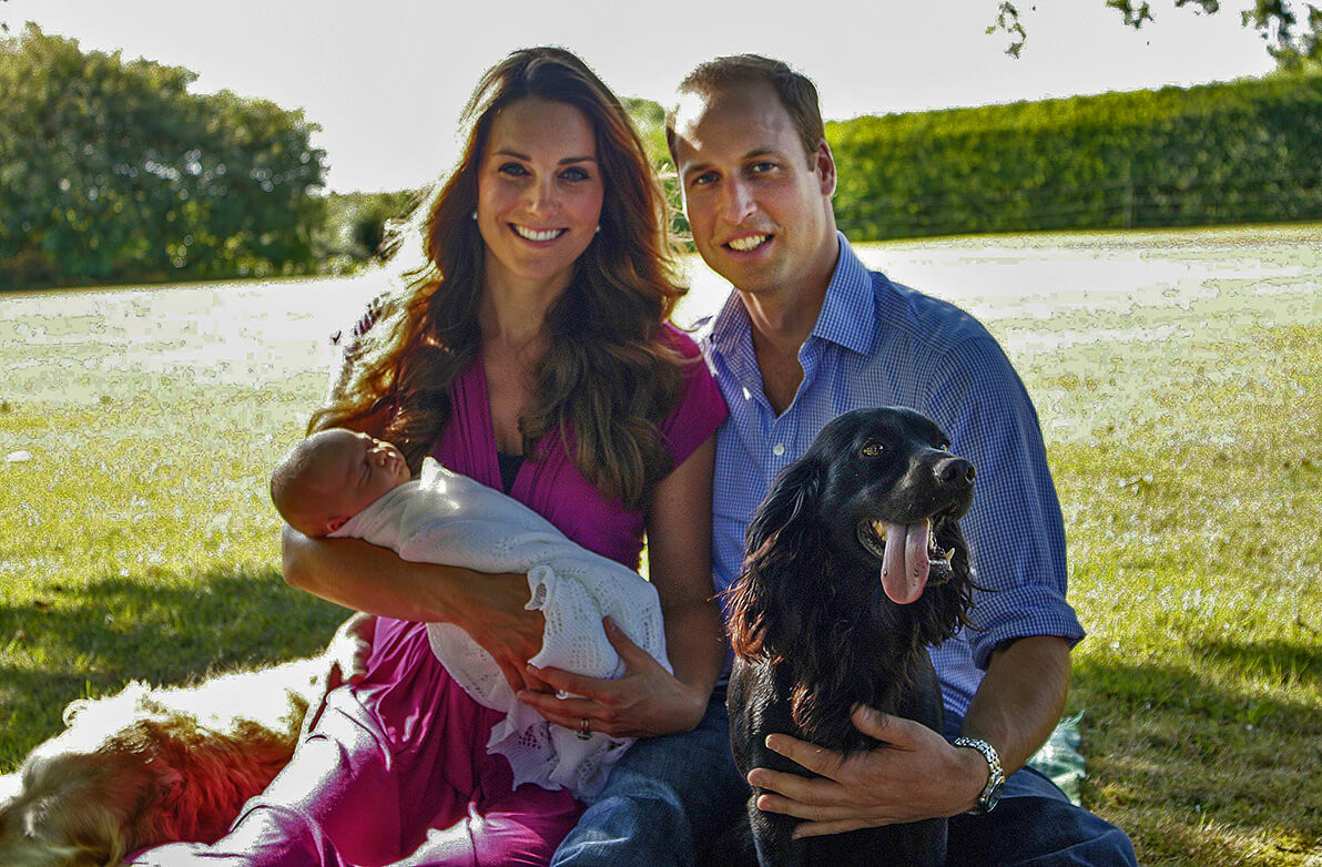 Chú chó màu đen trong hình có tên là Lupo - một thành viên trong gia đình hoàng tử William - Kate và là thú cưng không thể vắng mặt trong nhiều bức ảnh.
