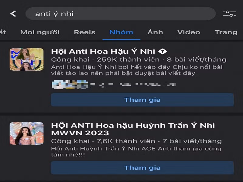 Mới đây, Hoa hậu Ý Nhi bị lập không ít group antifan. Các antifan ném đá người đẹp vì loạt phát ngôn như: “Bạn trai phải thay đổi để theo kịp tôi”, “bạn bè uống trà sữa, tôi đi thi hoa hậu". Một nhóm antifan Ý Nhi đã được lập nên với hơn 260.000 thành viên. Ảnh: Dân Trí.