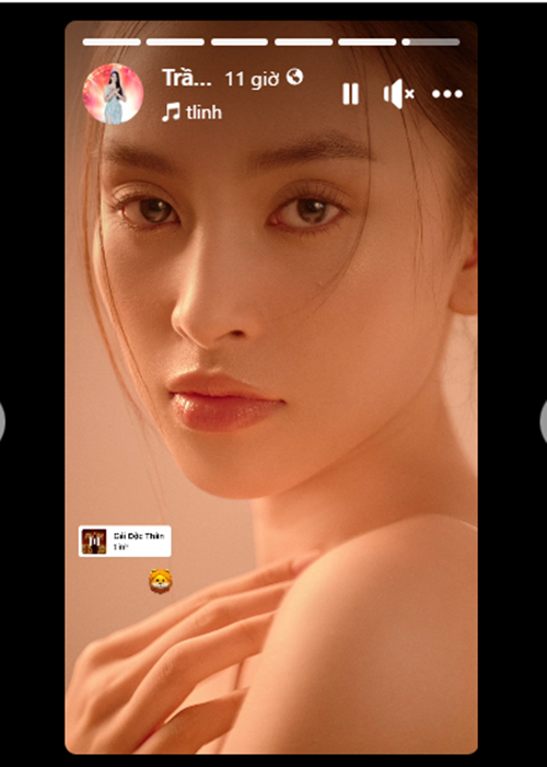 Nàng hậu còn đăng tải hình ảnh trên nhạc nền ca khúc Gái độc thân đầy ẩn ý. Ảnh chụp màn hình.