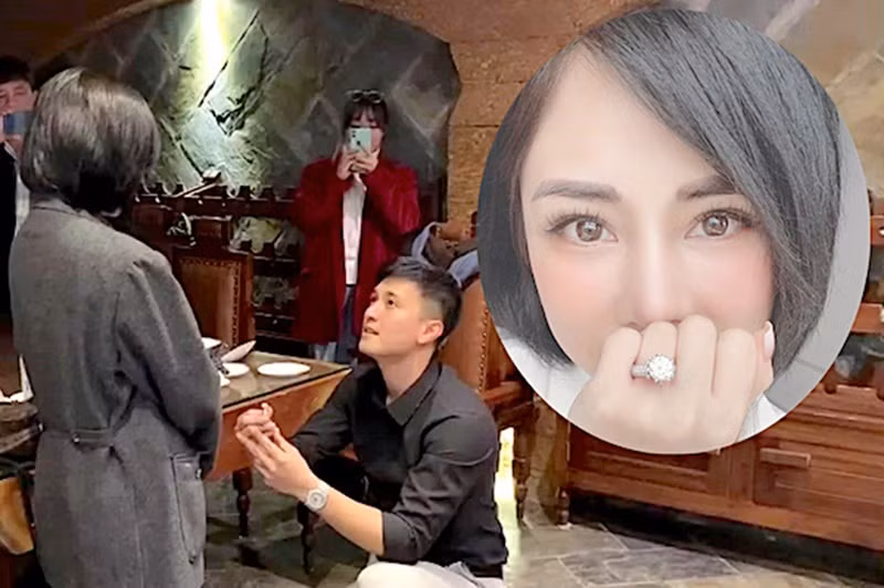 Huỳnh Anh cầu hôn Bạch Lan Phương vào tháng 1/2021. Ảnh: Vietnamnet.