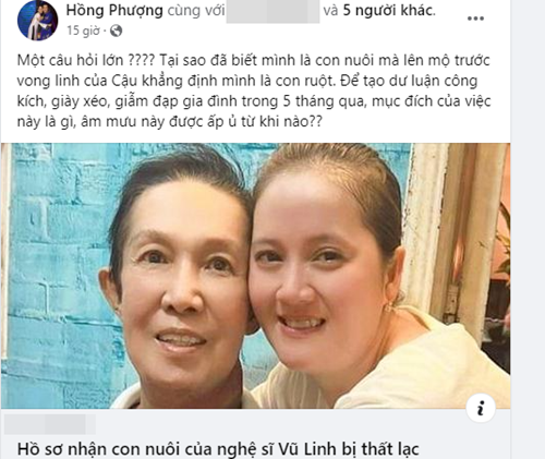 Ho so nhan con nuoi cua NSUT Vu Linh that lac, Hong Phuong len tieng