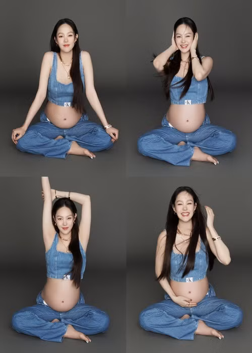 Ngoài tập thể dục, Minh Hằng tham gia các hoạt động thai giáo như vẽ tranh, làm gốm, làm nến. Thi thoảng, nữ ca sĩ được chồng đưa đi du lịch. Ảnh: FBNV.