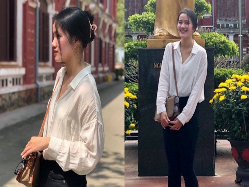 Không trang điểm cầu kỳ, Á hậu Minh Nhàn vẫn gây ấn tượng bởi gương mặt có những đường nét sắc sảo, làn da mịn màng. Ảnh: Phụ Nữ Thủ Đô.