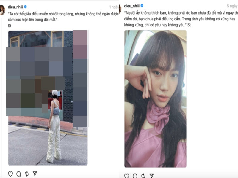 Hôn nhân của Diệu Nhi - Anh Tú đang nhận được sự quan tâm của nhiều khán giả sau khi Diệu Nhi đăng tải các status tâm trạng. Trước những bình luận suy đoán từ dư luận, Diệu Nhi không đưa ra phản hồi.