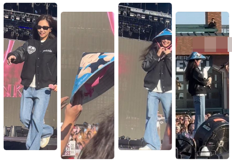 Nhóm BlackPink cũng vui vẻ nhận nón lá gần đây. Trong ảnh, Jennie nhận quà từ fan Việt trong buổi soundcheck tại Mỹ. Ảnh: Arttimes.