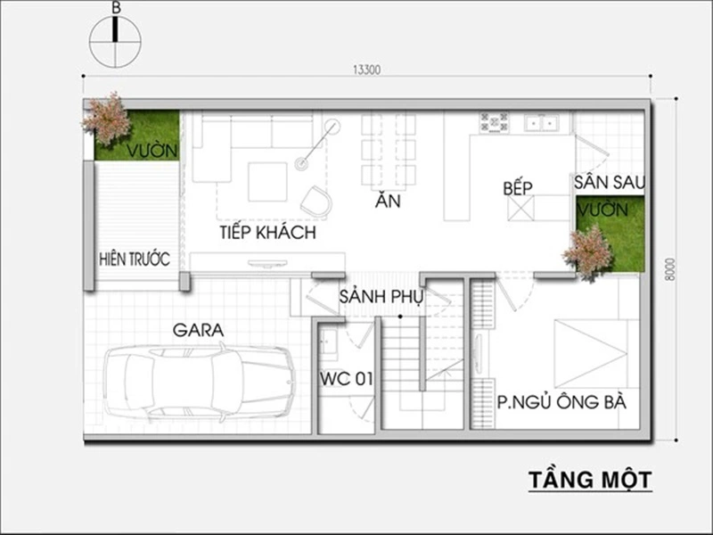 Thiết kế nhà 3 tầng với nhiều khoảng xanh thoáng mát Thiet ke nha 3 tang voi nhieu khoang xanh thoang mat