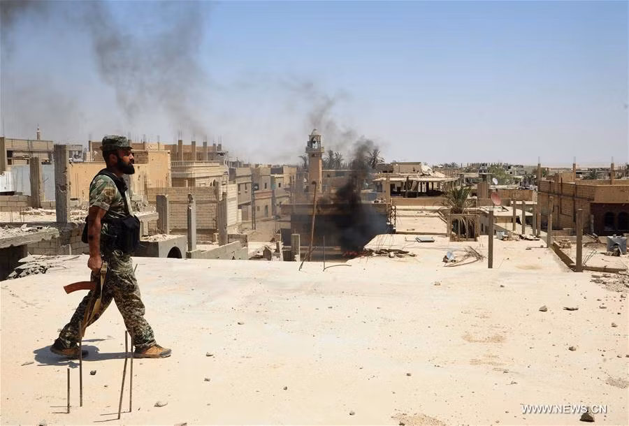 Thị trấn al-Sukhnah nằm ở phía đông tỉnh Homs được giải phóng sau hai năm rưỡi bị tổ chức khủng bố IS chiếm đóng. Ảnh: THX.