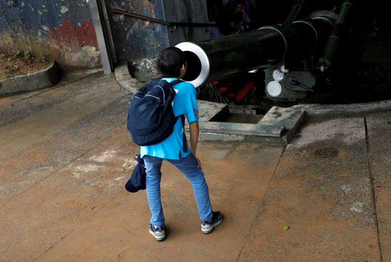 Khẩu pháo M115 203 mm được trưng bày tại một căn cứ quân sự cũ tại Kim Môn.