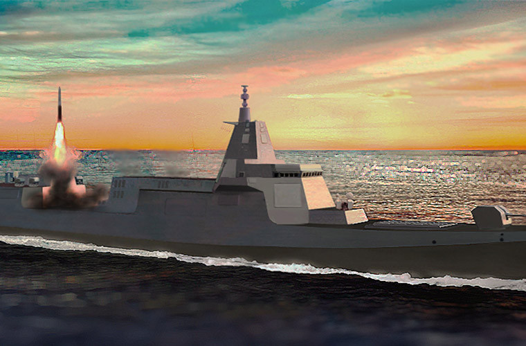 Type 055 có 112 ống phóng để bắn các tên lửa và có thể chở theo hai trực thăng chống tàu ngầm. Hệ thống phóng tên lửa thẳng của tàu khu trục Nanchang được đánh giá là lớn hơn hầu hết các tàu khu trục thế giới. Ảnh: Naval Technology.