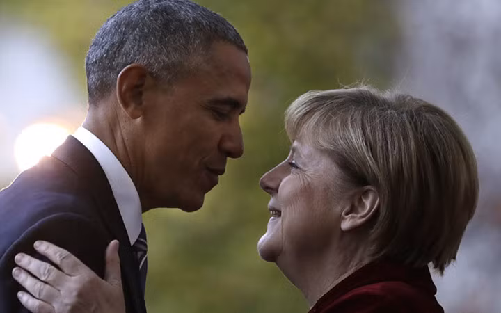 Ông Obama trong chuyến thăm Đức cuối cùng trước khi hết nhiệm kỳ Tổng thống năm 2016. Ảnh: AP