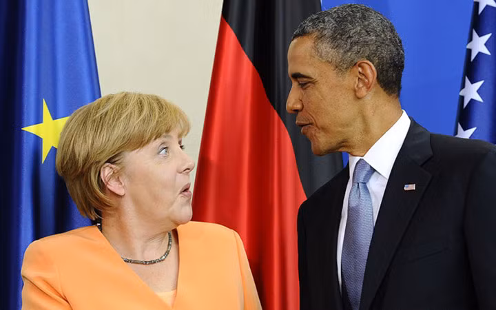 Bà Merkel và ông Obama luôn thể hiện sự thoải mái và hào hứng khi trò chuyện cùng nhau.