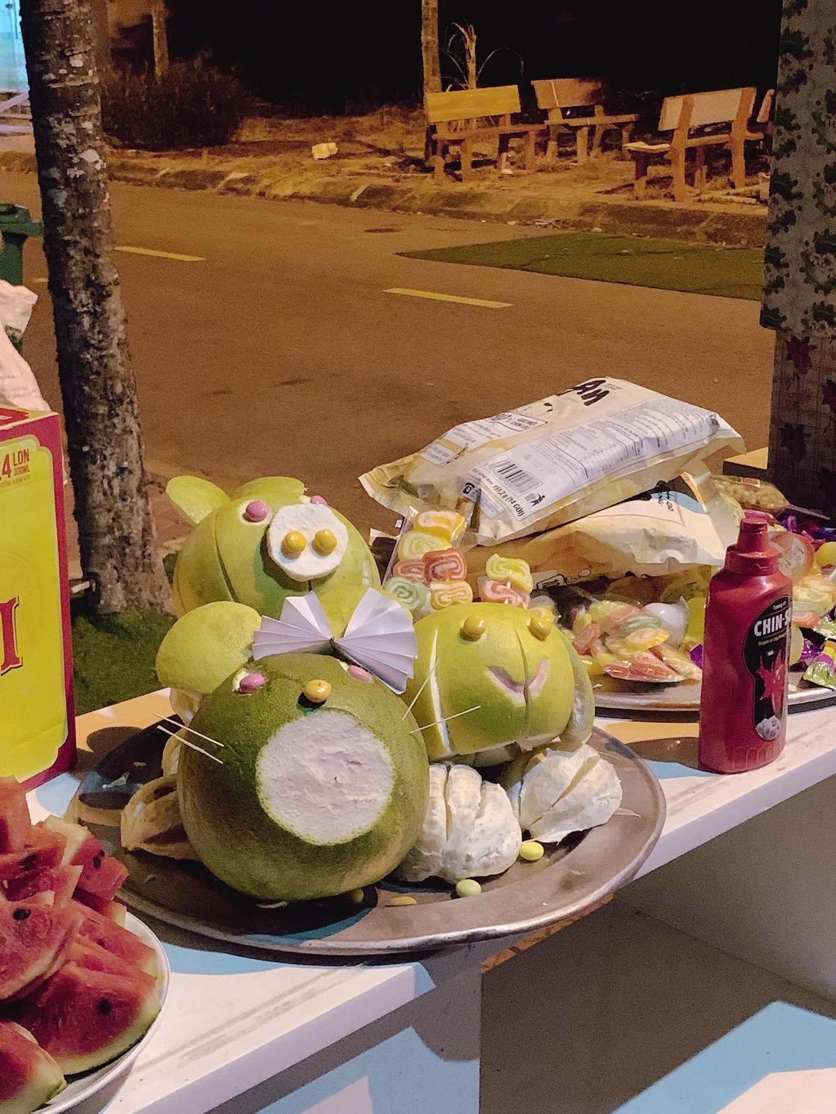 Ngoài tạo hình chó, những quả bưởi này còn được chủ nhân tạo hình thỏ, lợn, mèo,...đủ cả. Ảnh: Tổng hợp