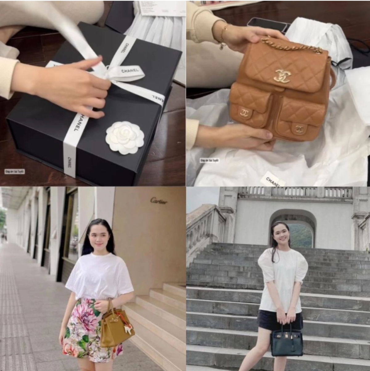 Cô cũng từng chia sẻ những câu chuyện như mua túi hiệu cũng chỉ để đựng bỉm hay trong vòng 1 thời gian ngắn tiêu 300 triệu cho 2 chiếc túi giống hệt nhau chỉ khác mỗi màu.