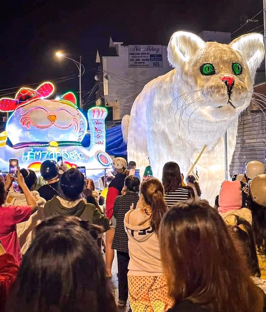 Có những đội tham gia đầu tư lớn khi làm mô hình mèo, đẹp đến nỗi người dân phải trầm trồ, đưa điện thoại chụp ảnh.