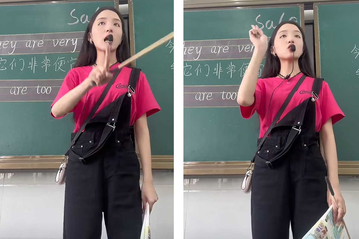 Dù trong bộ đồ nào, cô giáo cũng giữ được sự trẻ trung cũng như lịch sự khi đi dạy.