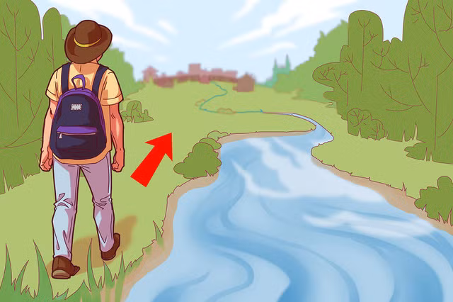 Khi đi lạc, hãy đi theo các nhánh sông: Nếu bị lạc đường, hãy đi men theo các nhánh sông, suối vì khả năng cao chúng sẽ dẫn đến các khu vực có người ở và bạn có thể tìm sự giúp đỡ tại đó. 