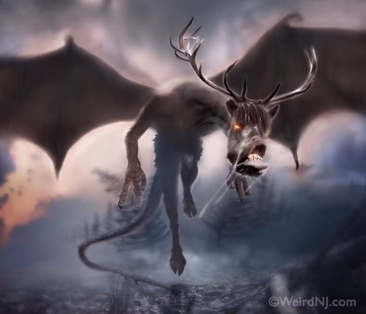 Quái vật Jersey Devil còn được mô tả cao khoảng 1m, có cổ dài và đôi cánh rộng 0,6m. Thậm chí, có nhân chứng mô tả sinh vật này có đôi mắt đỏ rực.
