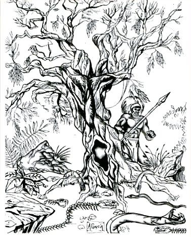 Sau khi uống xong, người phụ nữ kêu la thảm thiết. Kế đến, người ta nhìn thấy nhưng tua dài ra của cây vươn ra và siết chặt nạn nhân vào bên trong cây.