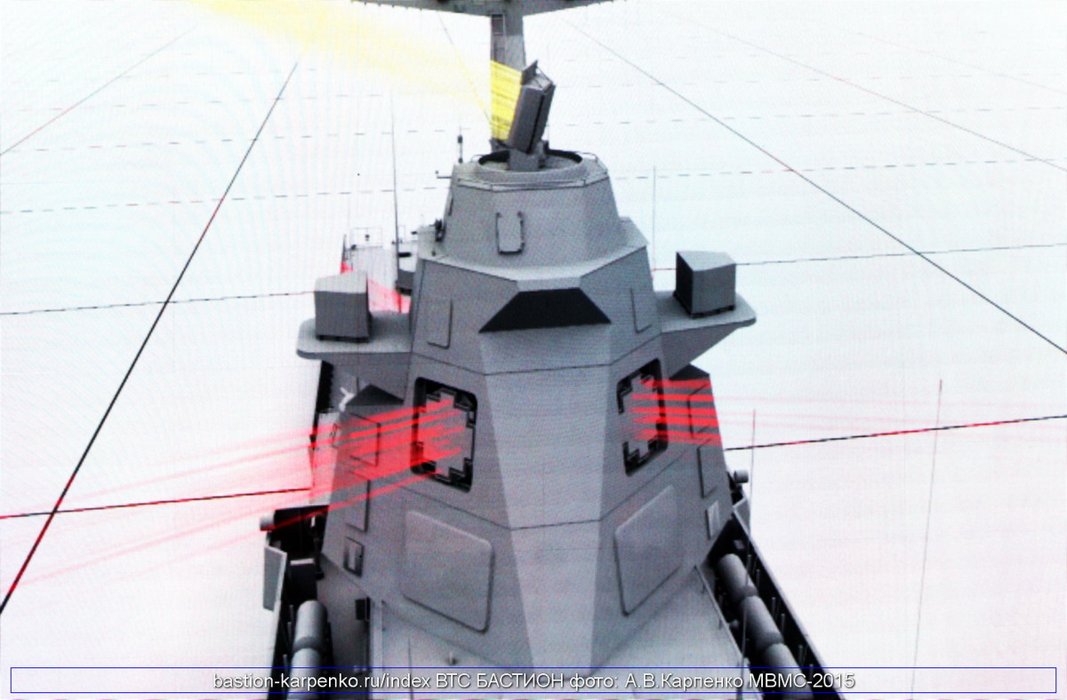 Theo các tài liệu được công bố, hiện nay các tàu Đề án 22350 được trang bị hai loại radar "chủ lực" gồm: đài trinh sát đường không/đường biển Furke-4 5P-27 (tầm hoạt động 130km) và đài trinh sát/dẫn bắn tên lửa anten mạng pha Poliment 5P-20K (tầm hoạt động 150km). Tuy nhiên, Nga không đề cập liệu chúng có thể phát hiện máy bay tàng hình hay không? Đó có thể là một “bí mật quân sự”. Nguồn ảnh: bastion-kapenko