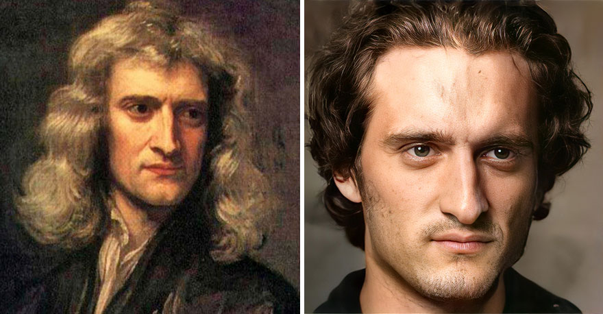 5. Isaac Newton là một nhà khoa học có tầm ảnh hưởng lớn và vĩ đại nhất trong lịch sử. Ông là một nhà triết học, là một nhà vật lý, nhà toán học, nhà thần học, nhà thiên văn học, đồng thời nhà giả kim người Anh. AI đã mô tả nhân vật lịch sử nổi tiếng này trông khá giống diễn viên Mỹ.