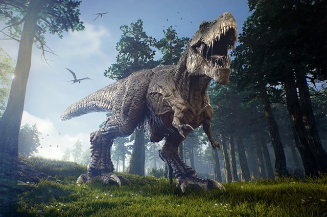 Tiền kiếp đầu tiên của Joey là ở thời nguyên thủy 200 triệu năm trước, cô bé sống trong hang động và bị khủng long truy đuổi. (Ảnh minh họa)