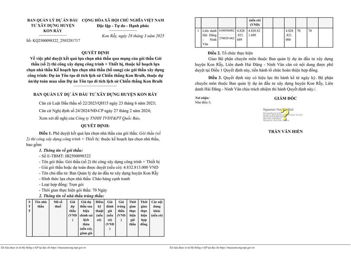 Kon Tum: Lien danh 2 thanh vien trung thau ton tao di tich Chien thang Kon Braih