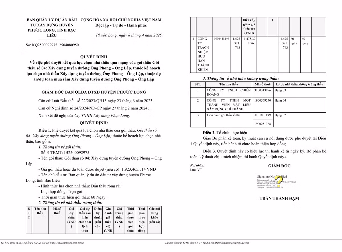 Bac Lieu: Cty Thanh Khiem trung lien 2 goi xay dung tai Phuoc Long-Hinh-2