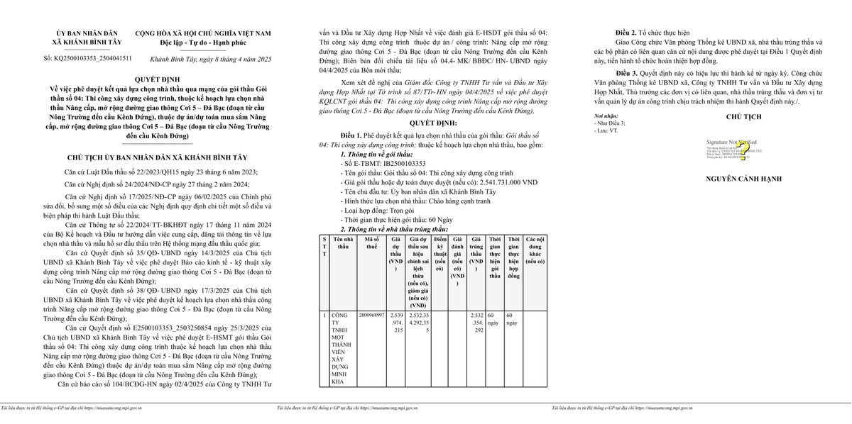Năng lực nhà thầu trúng gói mở rộng đường giao thông Cơi 5 – Đá Bạc Nang luc nha thau trung goi mo rong duong giao thong Coi 5 – Da Bac