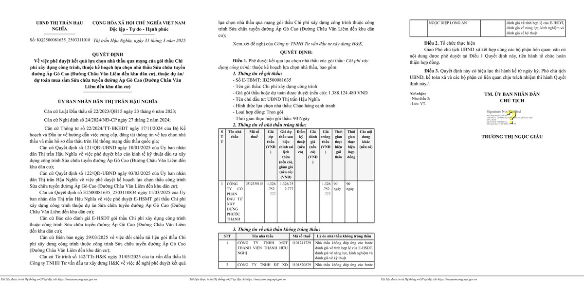 Long An: Cty Phước Thạnh trúng gói thầu sửa chữa đường Ấp Gò Cao Long An: Cty Phuoc Thanh trung goi thau sua chua duong Ap Go Cao