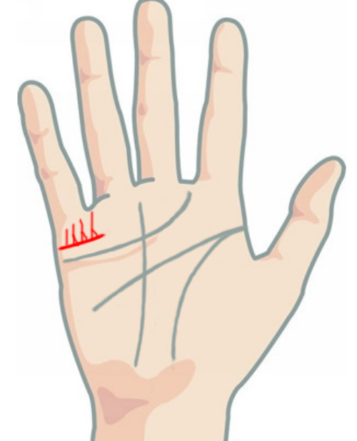 Nếu có đường nối liền giữa đường con cái với đường hôn nhân là tướng của phụ nữ vất vả trong việc chăm sóc con cái vì chúng thường xuyên ốm vặt khi còn nhỏ.