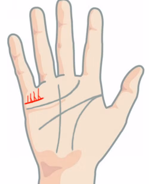 Nếu có đường nối liền giữa đường con cái với đường hôn nhân là tướng của phụ nữ vất vả trong việc chăm sóc con cái vì chúng thường xuyên ốm vặt khi còn nhỏ.