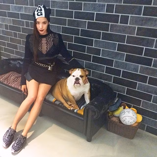 Ái nữ nhà tỷ phú Singapore còn có thú vui chăm sóc cún cưng.