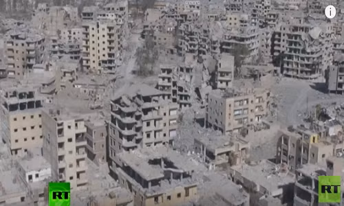Một góc thành phố Raqqa nhìn từ trên cao. Ảnh: RT.