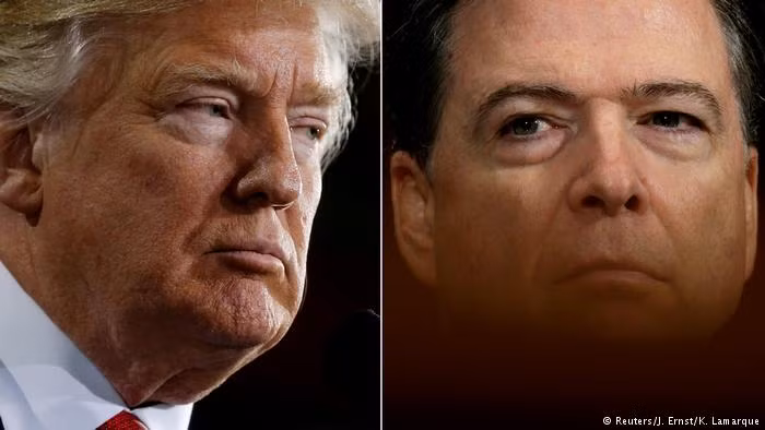 Ngày 9/5/2017, Tổng thống Trump sa thải ông Comey với lý do sai sót trong quá trình điều tra bê bối sử dụng email của cựu Ngoại trưởng Hillary Clinton. Ảnh: DW.